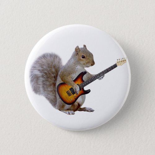 Squirrel Playing Guitar Round Button