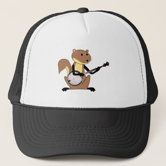 Squirrel Playing the Banjo Trucker Hat (Front)
