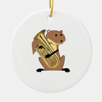 Squirrel Playing The Euphonium Ceramic Ornament by wesleyowns at Zazzle
