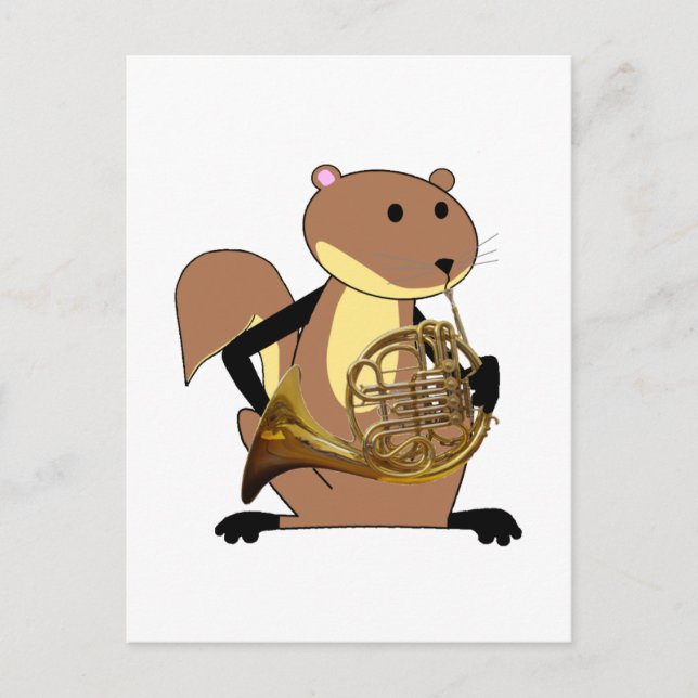 Squirrel Playing the French Horn Postcard (Front)