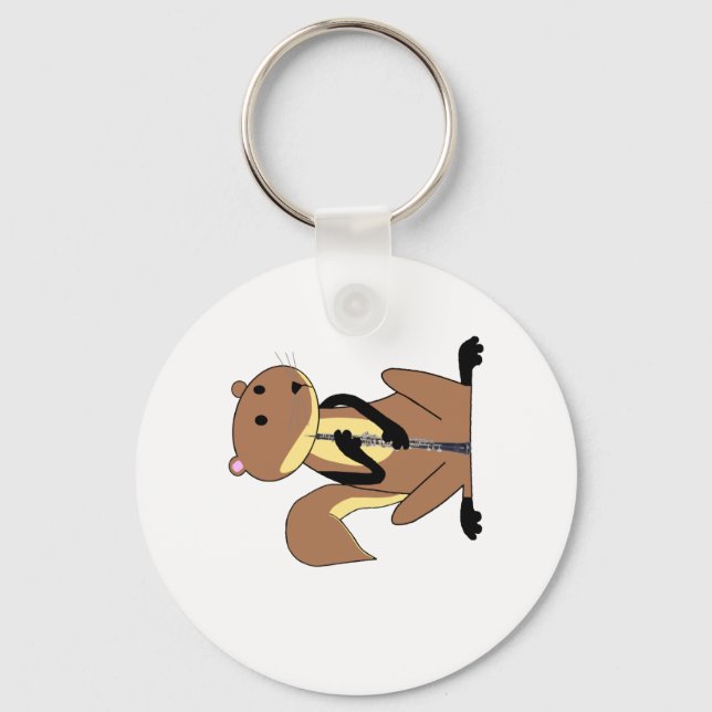 Squirrel Playing the Oboe Keychain (Front)