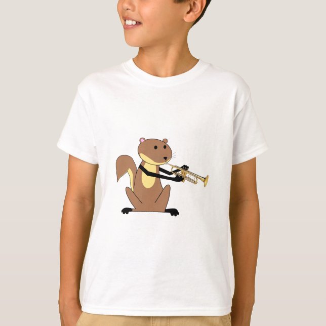 Squirrel Playing the Trumpet T-Shirt (Front)