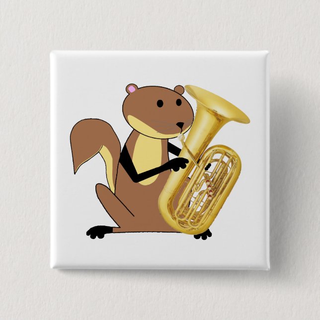 Squirrel Playing the Tuba Button (Front)