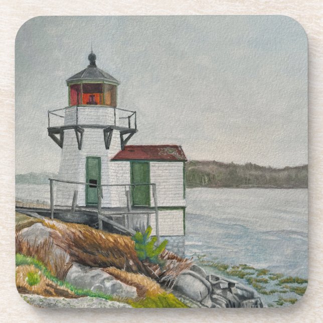 Squirrel Point Light Beverage Coaster (Front)