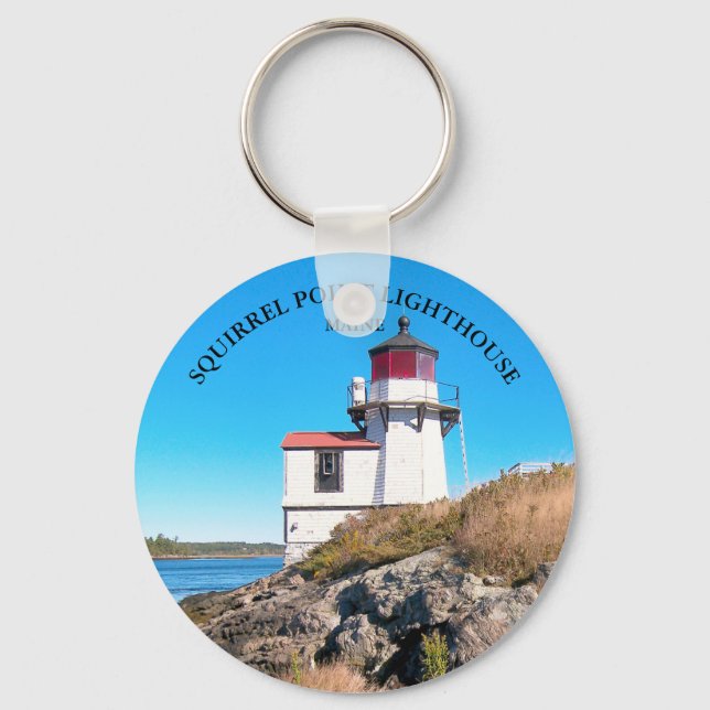 Squirrel Point Lighthouse, Maine Button Keychain (Front)