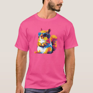 Squirrel Portrait Glasses Watercolour Painting T-Shirt