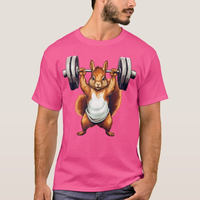 Squirrel Powerlifting Weightlifting Gym Workout T-Shirt (Front)