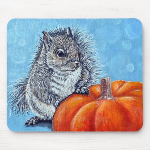 Squirrel Pumpkin Painting Mouse Pad