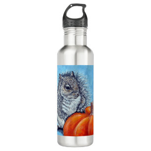 Squirrel Pumpkin Painting Stainless Steel Water Bottle