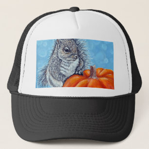 Squirrel Pumpkin Painting Trucker Hat