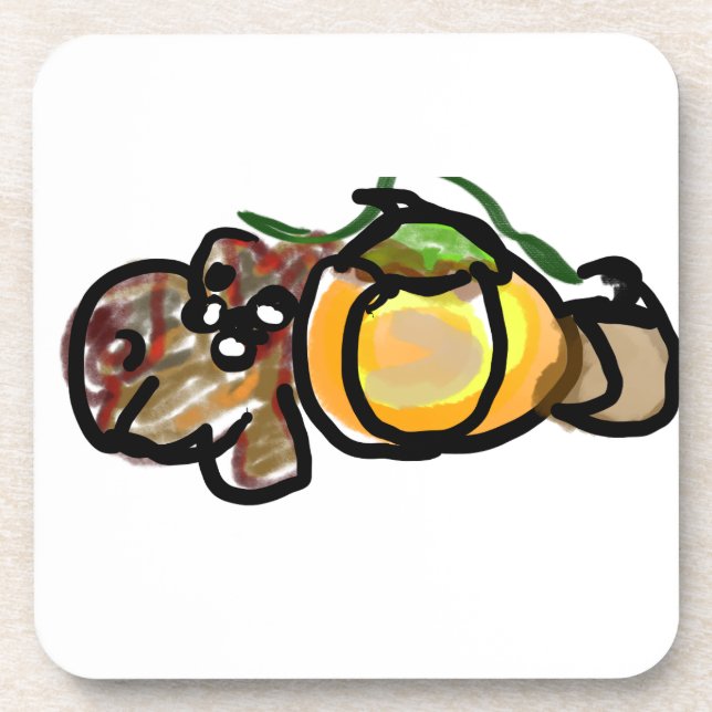 Squirrel pumpkins  beverage coaster (Front)
