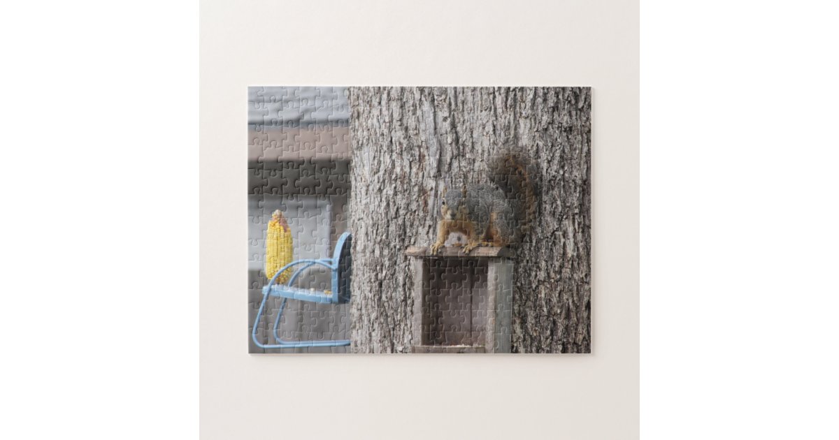 Squirrel puzzle: Corn Feeder Squirrel Jigsaw Puzzle | Zazzle