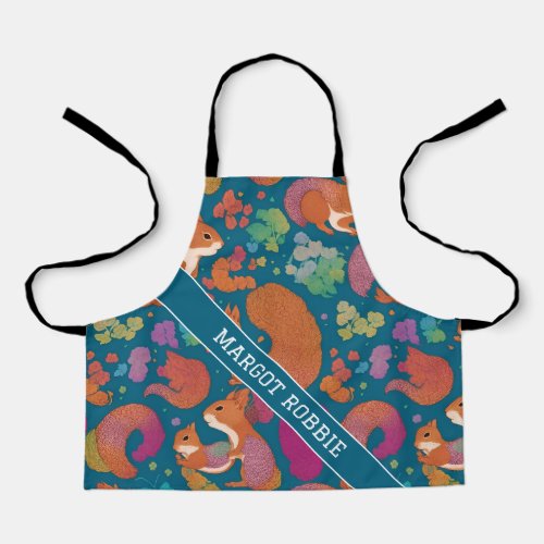 Squirrel Rainbow Colorful Personalized Pattern Apron