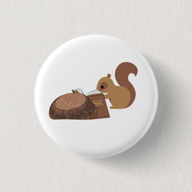 Squirrel Reading  Button (Front)