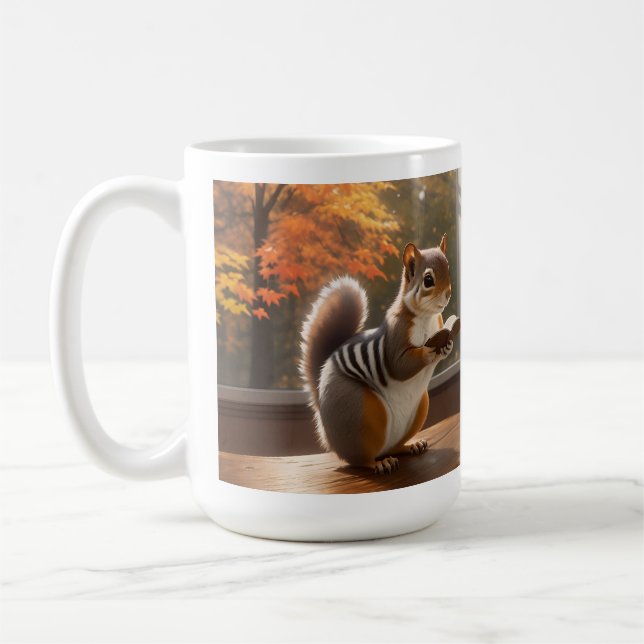 Squirrel Reading Classic Mug, 15 oz Coffee Mug (Left)