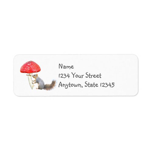 Squirrel Red Mushroom Return Address Labels