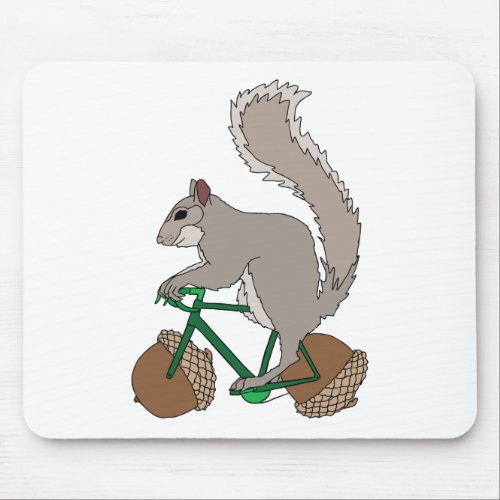 Squirrel Riding Bike With Acorn Wheels Mouse Pad