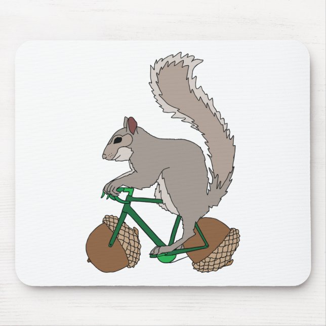 Squirrel Riding Bike With Acorn Wheels Mouse Pad (Front)