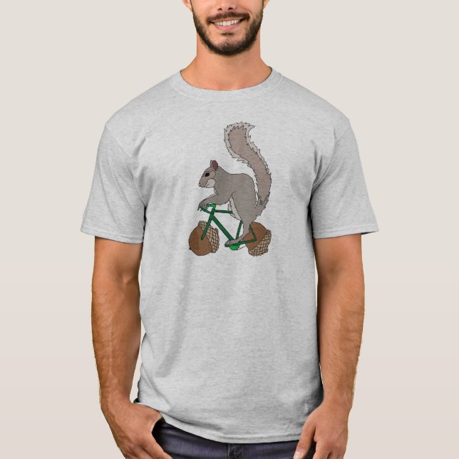 Squirrel Riding Bike With Acorn Wheels T-Shirt (Front)