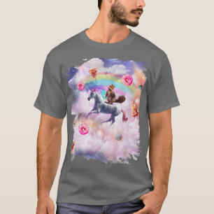 Squirrel Riding Unicorn, Rainbow Pizza Donut T-Shirt