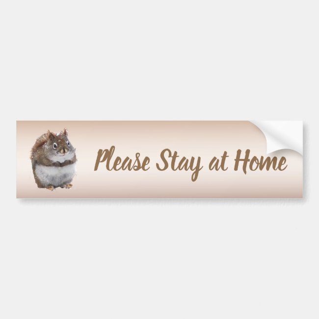 Squirrel Says Please Stay At Home Bumper Sticker