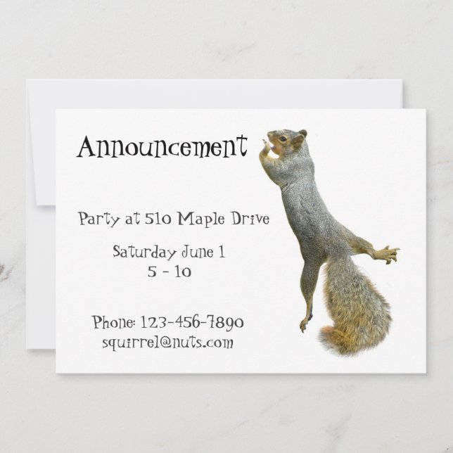 Squirrel Shout Party Announcement (Front)