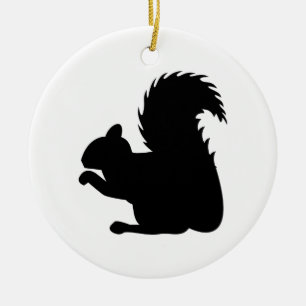 Squirrel Silhouette Ceramic Ornament