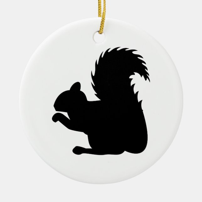 Squirrel Silhouette Ceramic Ornament (Front)