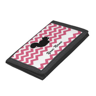 Squirrel Silhouette with Pink Chevron Pattern Tri-fold Wallet