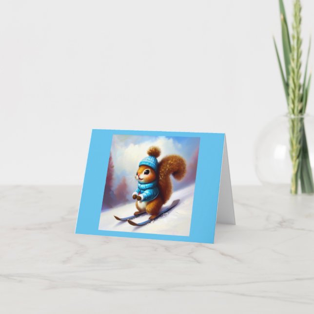 Squirrel Skiing Card (Front)