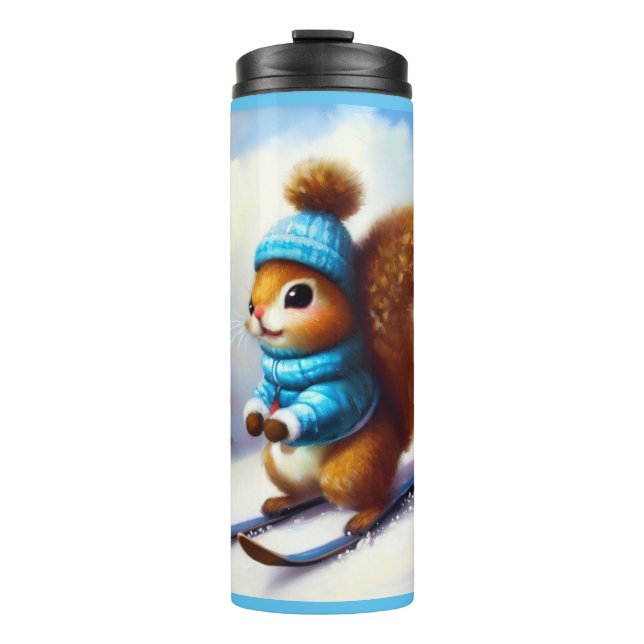 Squirrel Skiing Thermal Tumbler (Front)