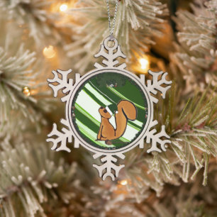 Squirrel Snowflake Framed Ornament