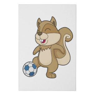 Squirrel Soccer player Soccer Faux Canvas Print