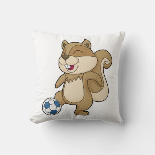 Squirrel Soccer player Soccer Throw Pillow