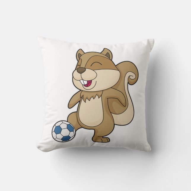 Squirrel Soccer player Soccer Throw Pillow (Front)