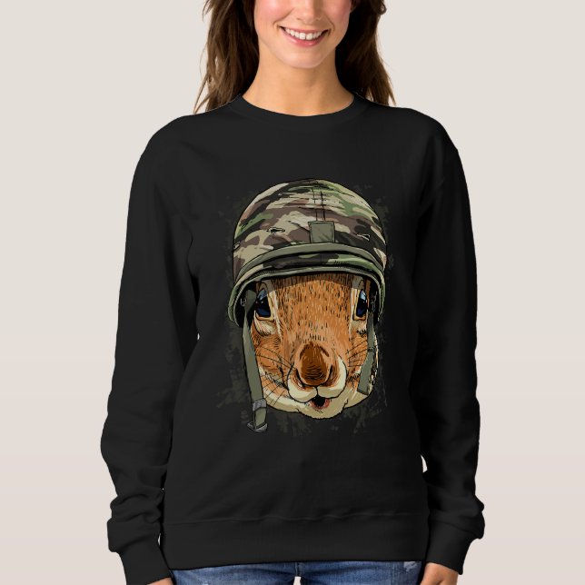 Squirrel Soldier Veteran Army Squirrel Rodent Anim Sweatshirt (Front)