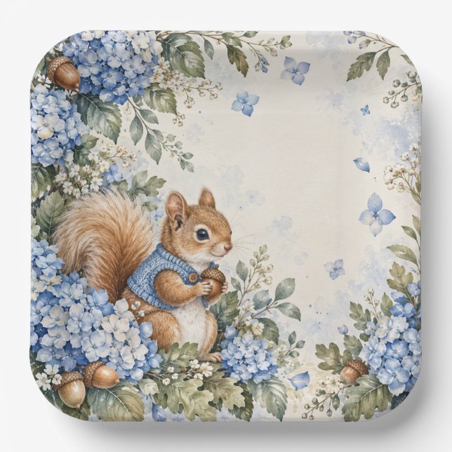 Squirrel square paper plate (Front)