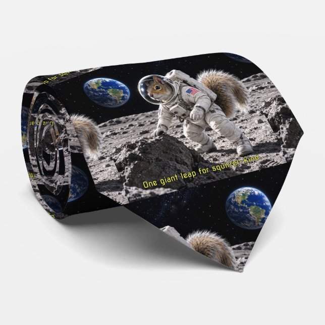 Squirrel Squirrel in Space Neck Tie (Rolled)