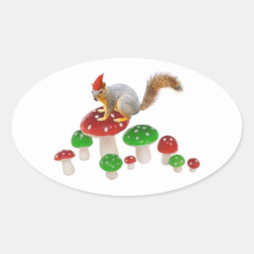 Squirrel Stickers with Toadstools Stickers