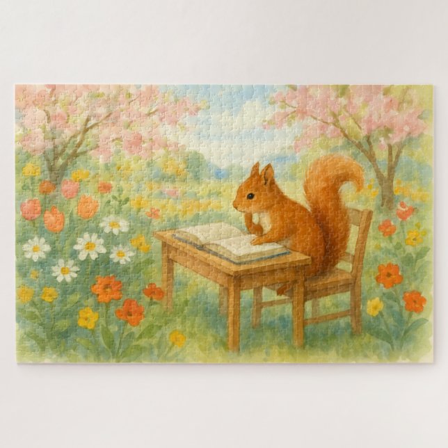 Squirrel Studies in Springtime Jigsaw Puzzle (Horizontal)