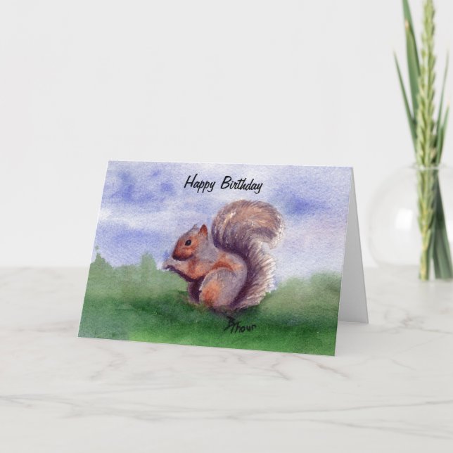 Squirrel Study Birthday Card (Front)