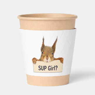 Squirrel SUP Girl? Custom Text Coffee Cup Sleeve