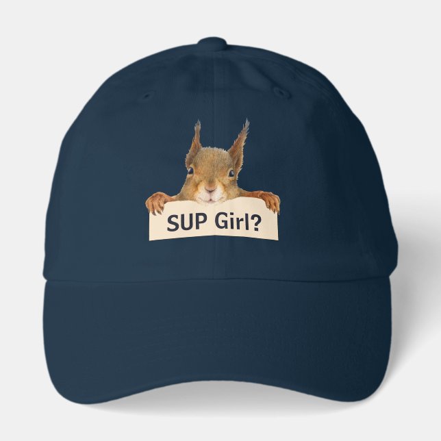 Squirrel SUP Girl? Custom Text Hat (Front)
