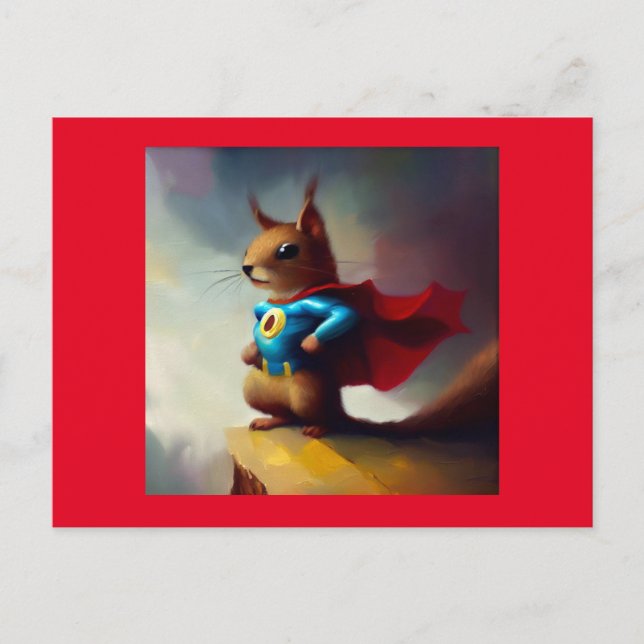 Squirrel Superhero Postcard (Front)