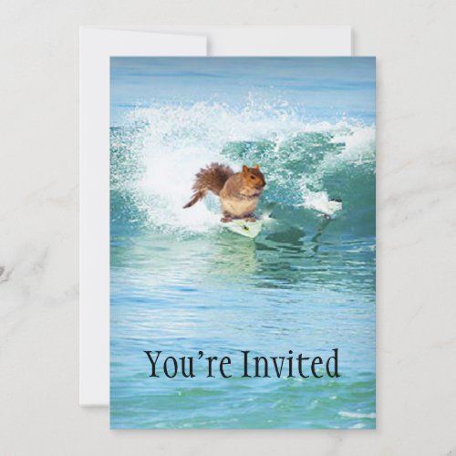 Squirrel Surfer On The Sea Invitation