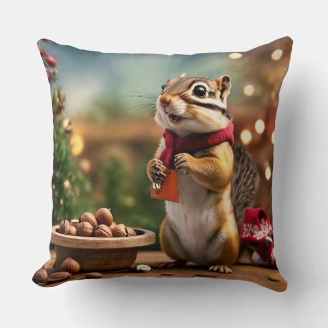 Squirrel Symphony Throw Pillow (Front)