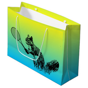 Squirrel Tennis Player on Tropical Background Large Gift Bag