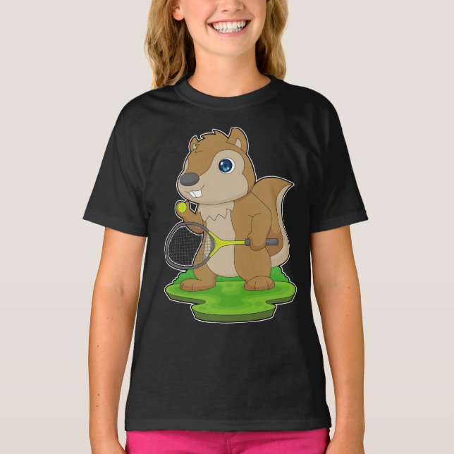 Squirrel Tennis Tennis racket T-Shirt (Front)