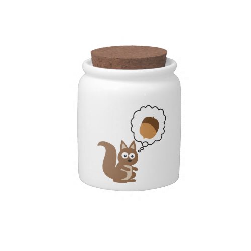 Squirrel Thinking About Nut Candy Jar