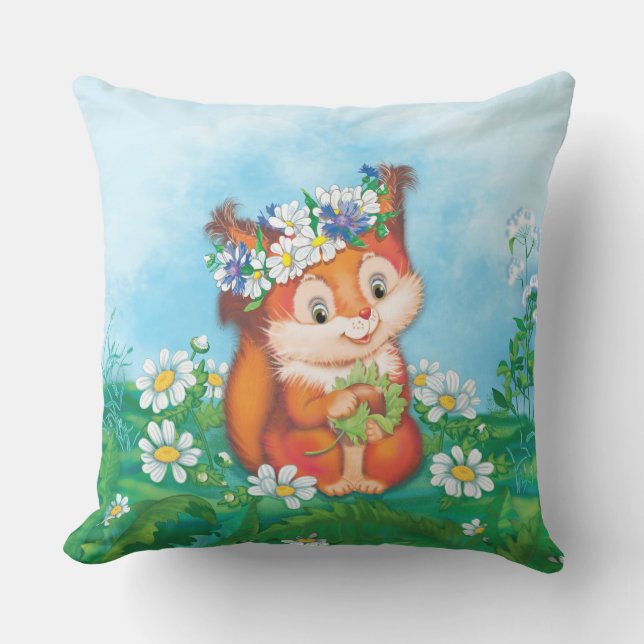 Squirrel Throw Pillow (Front)